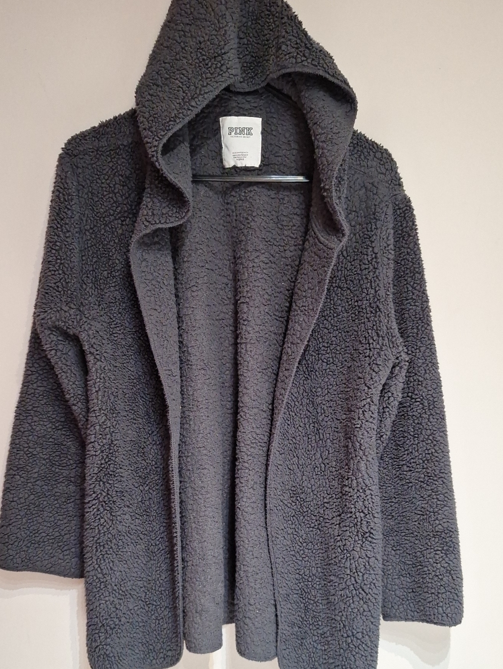 PINK Victoria's Secret Hooded Teddy Jacket in Charcoal Gray